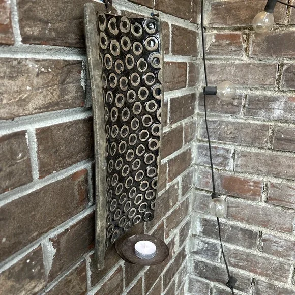 Sconce Large Wall Candle Holder 14x8 Outside/Inside Blue Grey Large - Picture 4 of 8